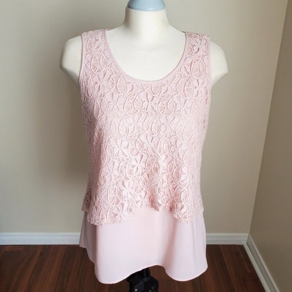 Suzanne Grae Cream Lace Sleeveless Top Blouse Size 12 - Picture 1 of 7